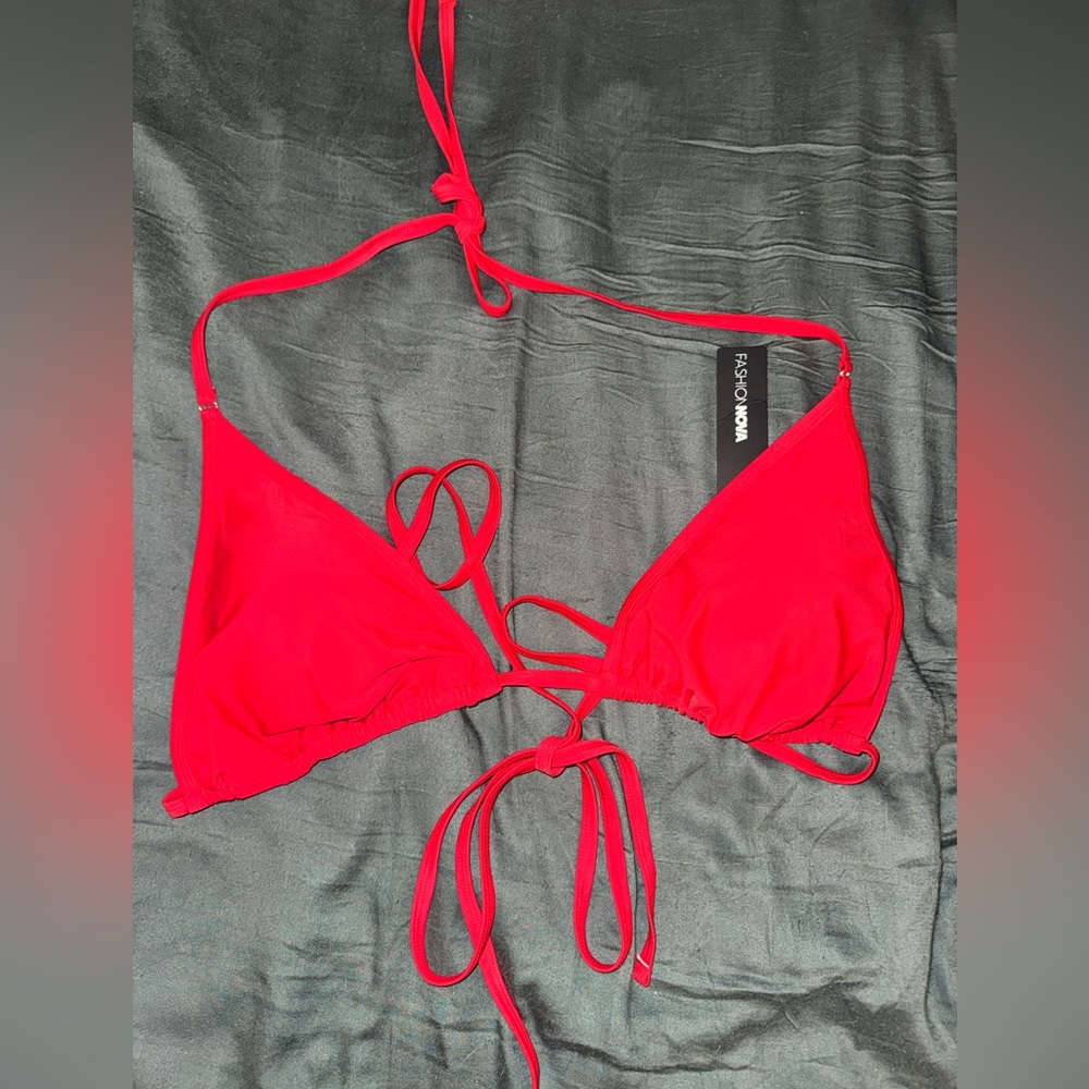 Fashion Nova Red String Bikini Top